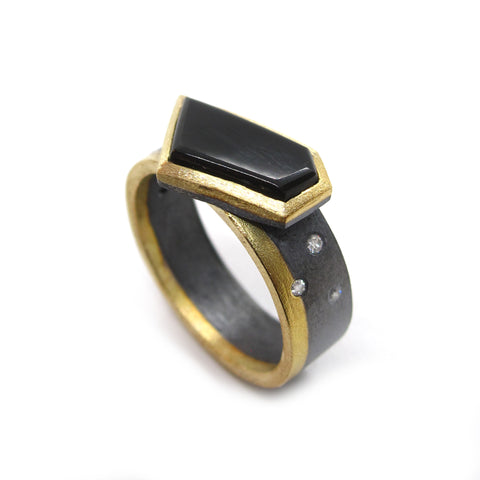 Black Jade Geo Ring