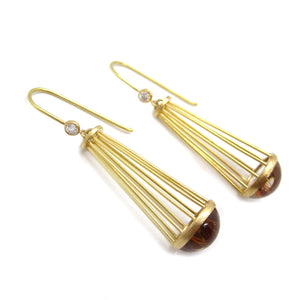 Gold Caged Quartz Earrings